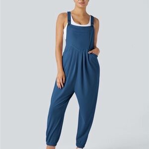 HALARA Dark Blue Pockets Waffle Casual Jogger Overalls NWT Size Small